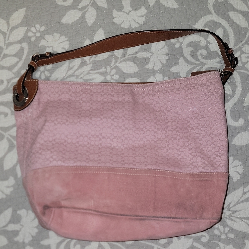 Coach Pink and Tan Shoulder Bag